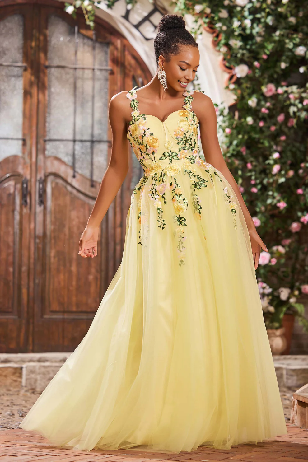 Exquisite A-Line Sweetheart Neckline Sleeveless Floral Applique Tulle Long Discount Party Dress Hot Sale Prom Dresses